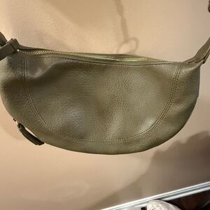 Olive Green Faux Leather Crossbody Bag by Like Dreams